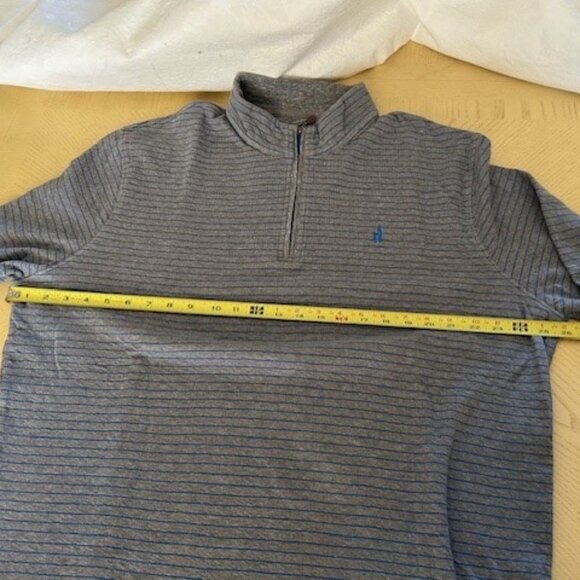 Johnnie-O 1/4 Zip Pullover Mens 2XL Long Sleeve Cotton/Poly Gray w/Blue Stripe - Picture 5 of 14